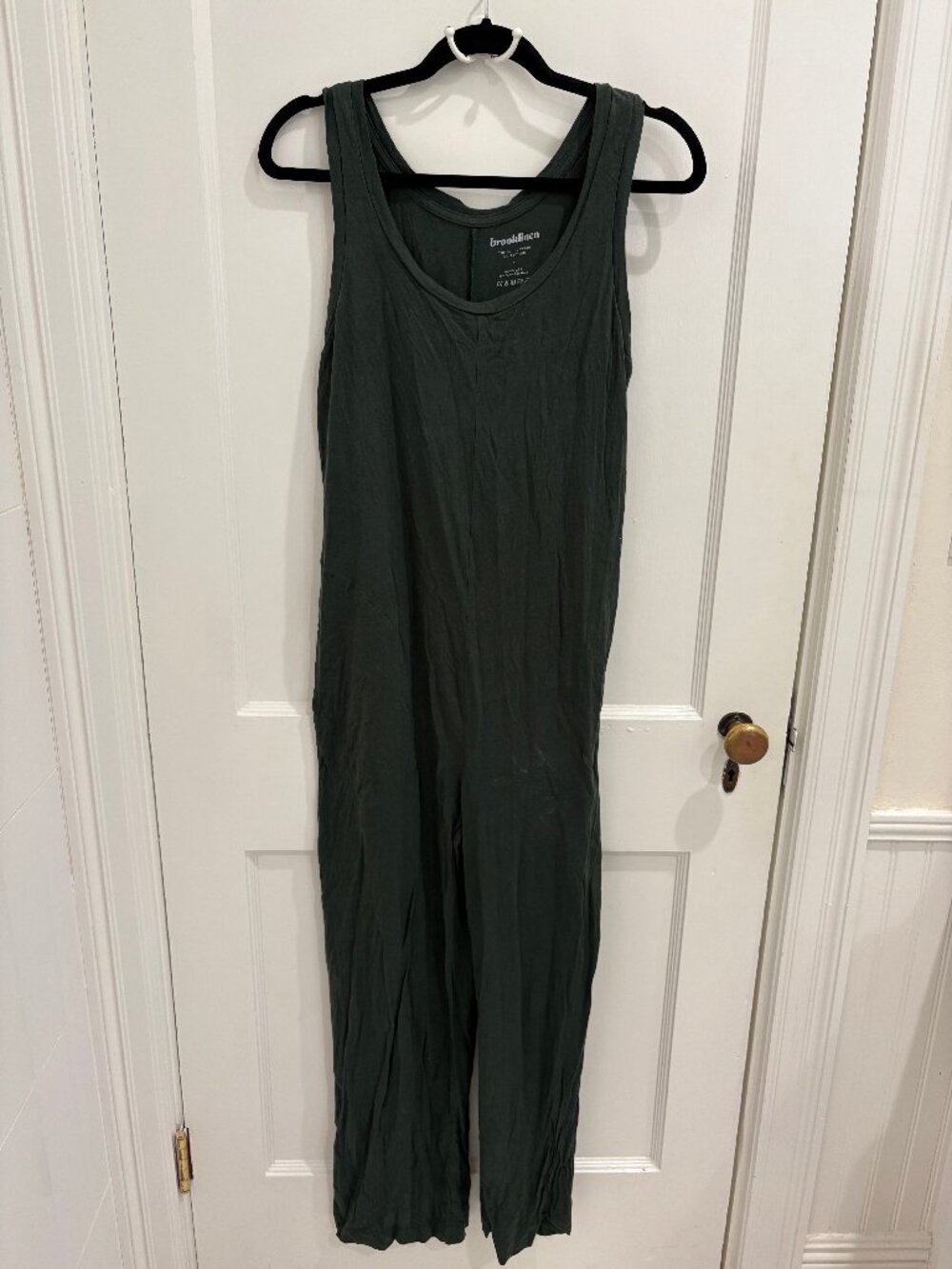 Women's Brooklinen Adelphi lounge jumpsuit, forest green, size S, EUC